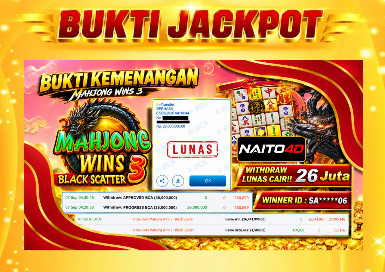 🔥 MAHJONG WINS 3 – BLACK SCATTER BAWA HASIL KEMENANGAN BESAR! SEBESAR Rp 26 JUTA!