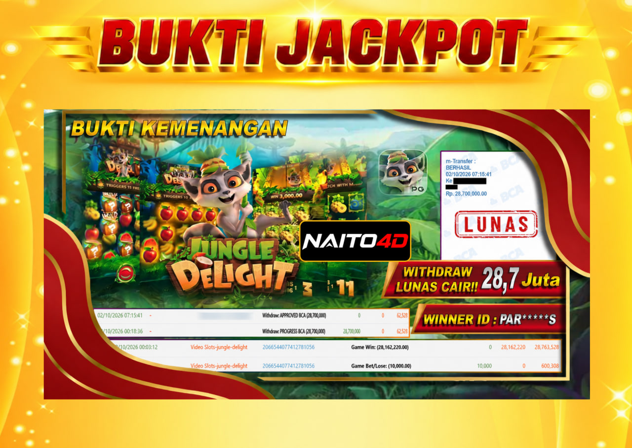 🔥 BUKTI KEMENANGAN 02 OKTOBER 2026 — WITHDRAW Rp28,700,000! 💰🔥 DI GAME JUNGLE DELIGHT PGSOFT